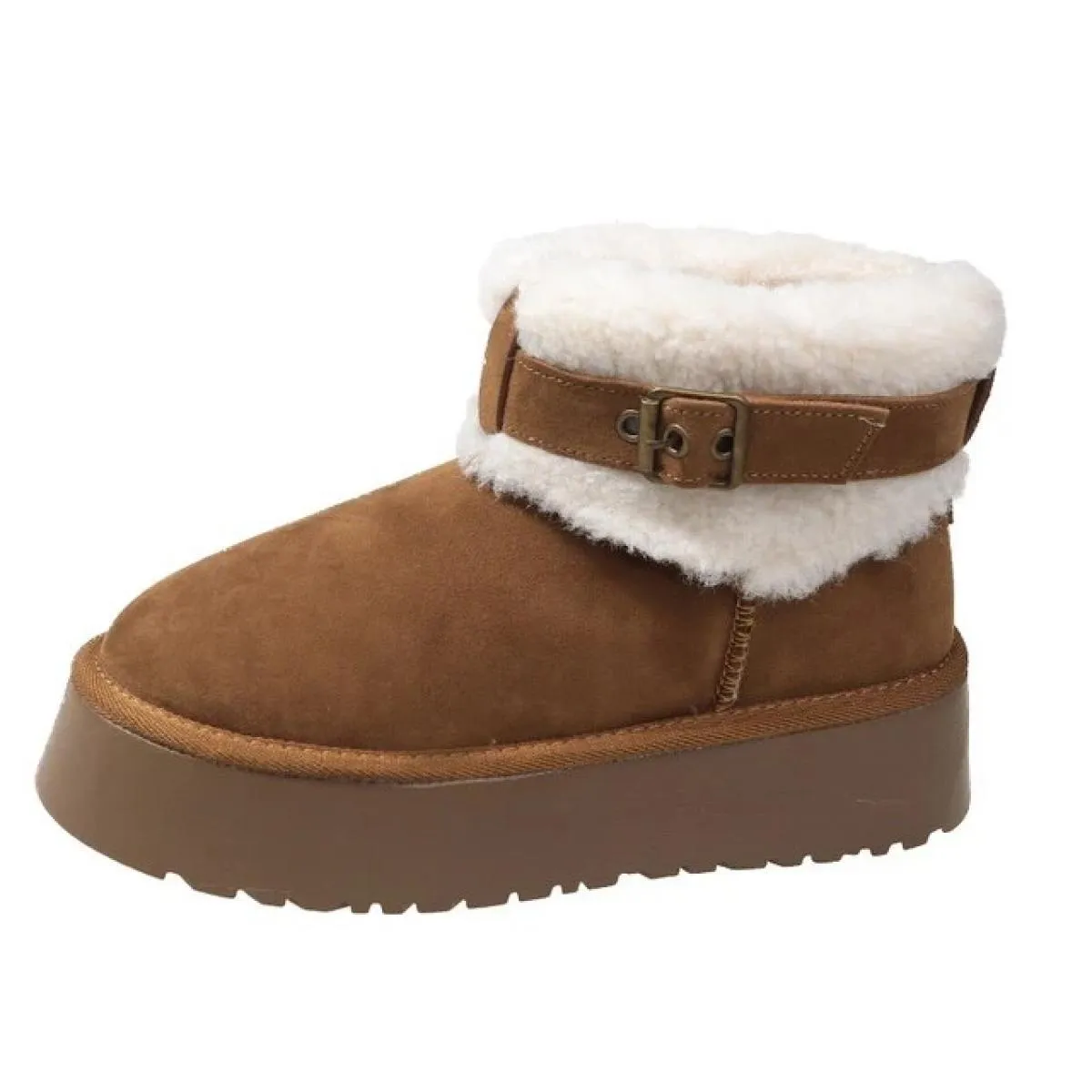 Scarpe da donna alla moda con top in velluto stivali caldi alla caviglia e da neve stivali corti piatti invernali con tacco medi