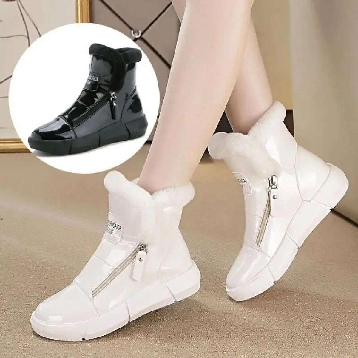 Scarpe da donna invernali 2022 Stivali corti di nuova moda più Sneakers alte in velluto Scarpe di cotone caldo Stivali da neve T