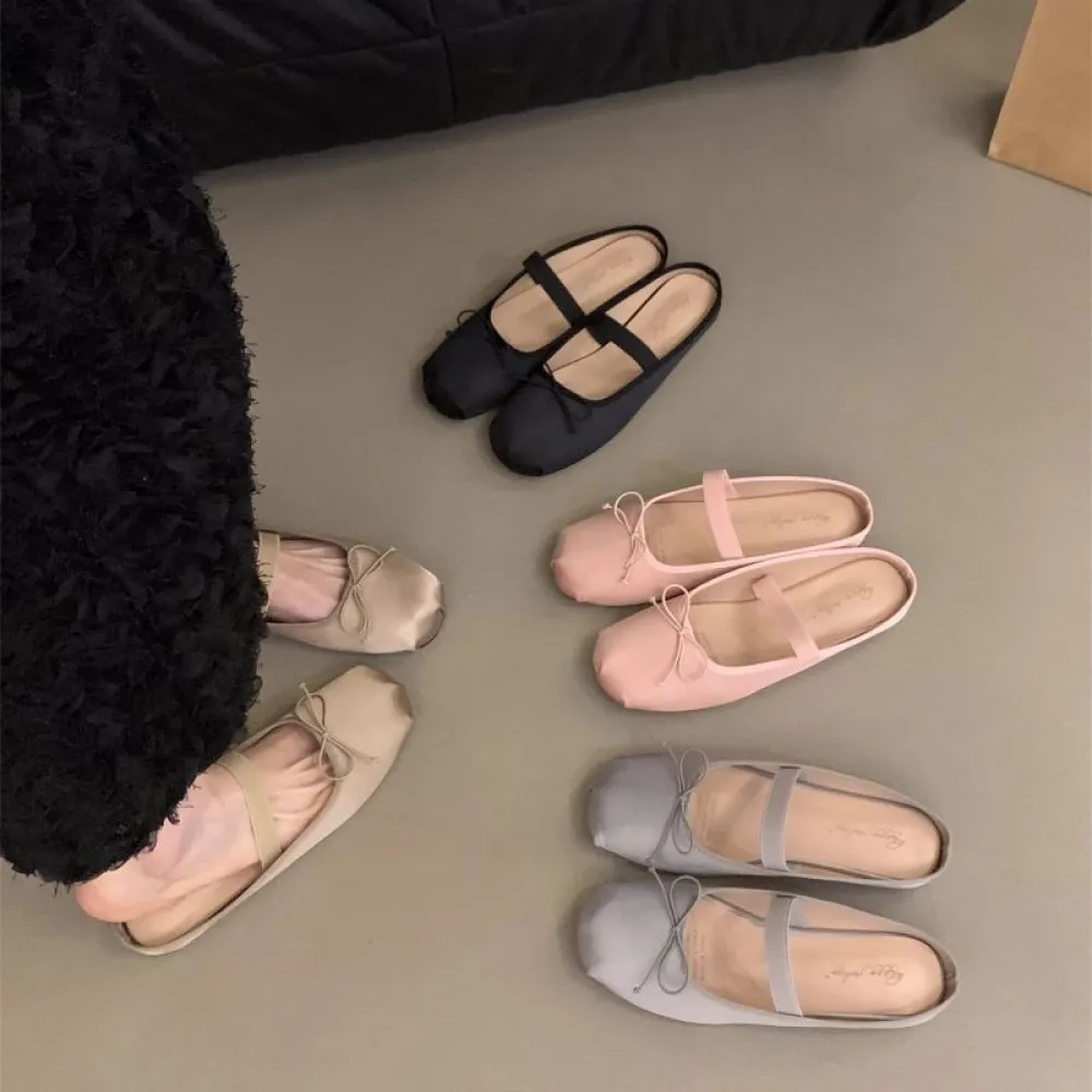 Scarpe da sera piatte, Mezze pantofole, Scarpe da fata per abbigliamento esterno, Scarpe singole Mary Jane primavera ed estate 2