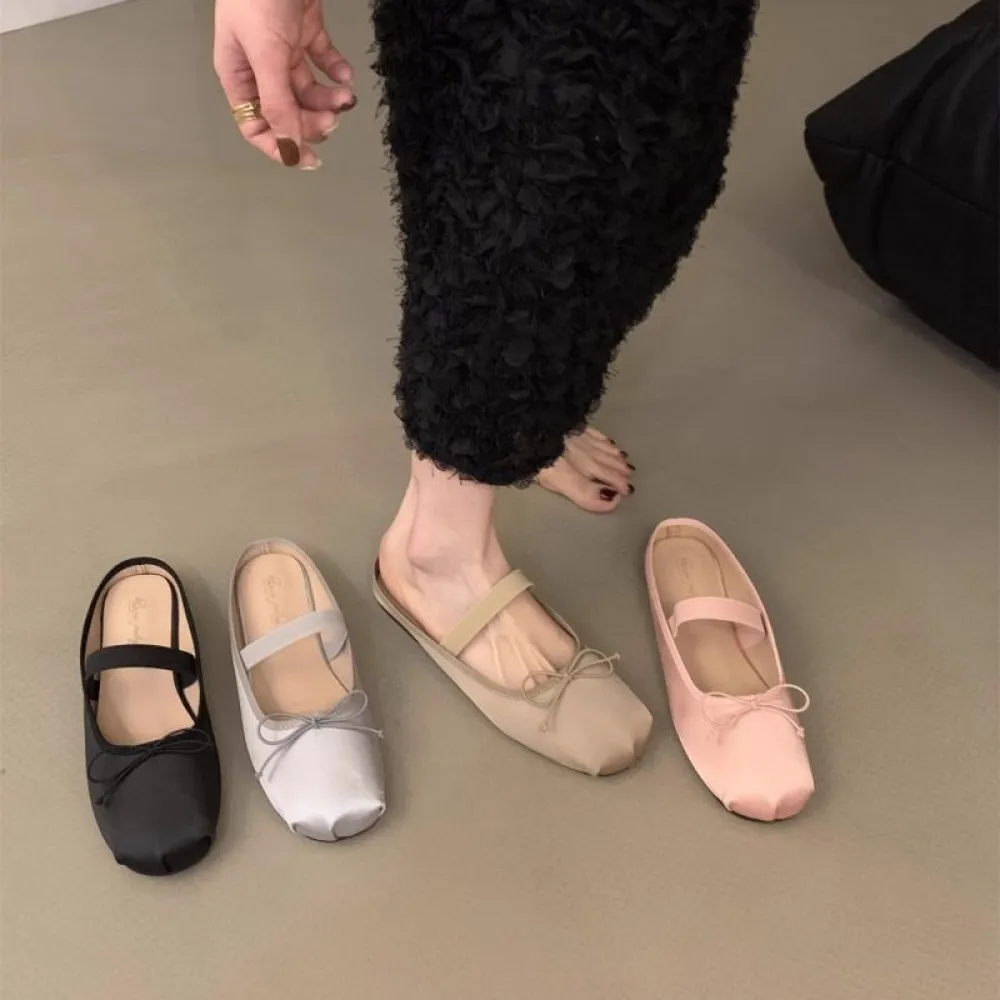Scarpe da sera piatte, Mezze pantofole, Scarpe da fata per abbigliamento esterno, Scarpe singole Mary Jane primavera ed estate 2