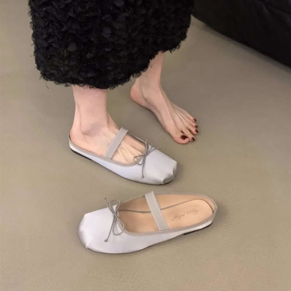Scarpe da sera piatte, Mezze pantofole, Scarpe da fata per abbigliamento esterno, Scarpe singole Mary Jane primavera ed estate 2