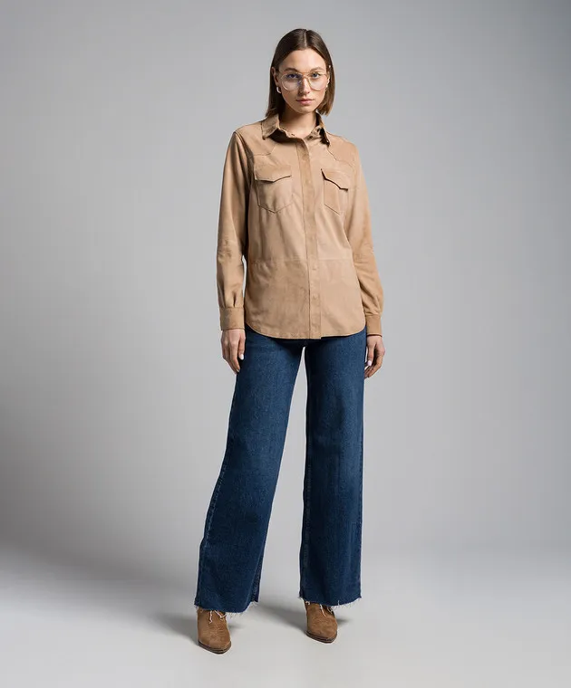 Simonetta Ravizza Camicia PAPRIKA in camoscio beige PAPRIKA