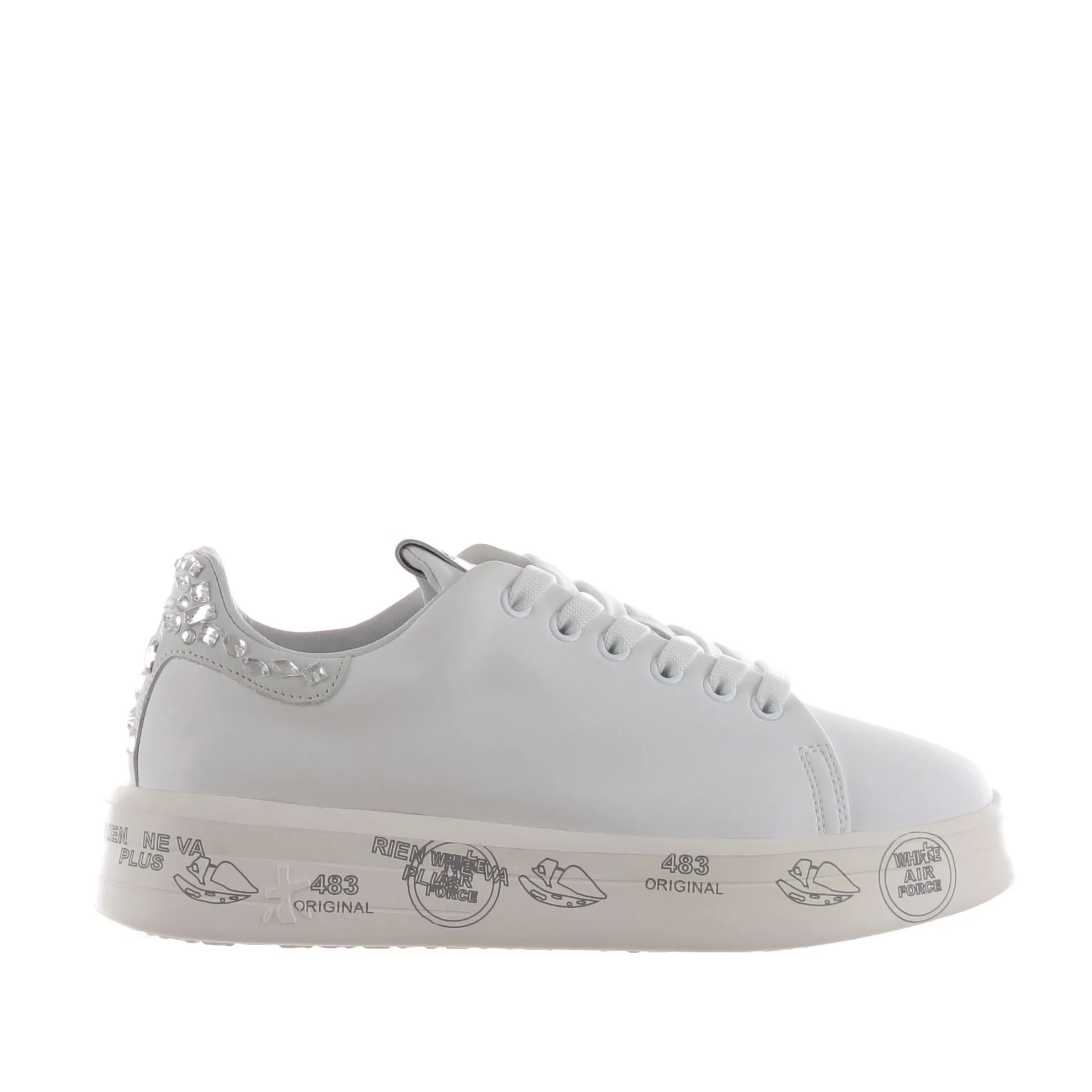 Sneaker in pelle con strass