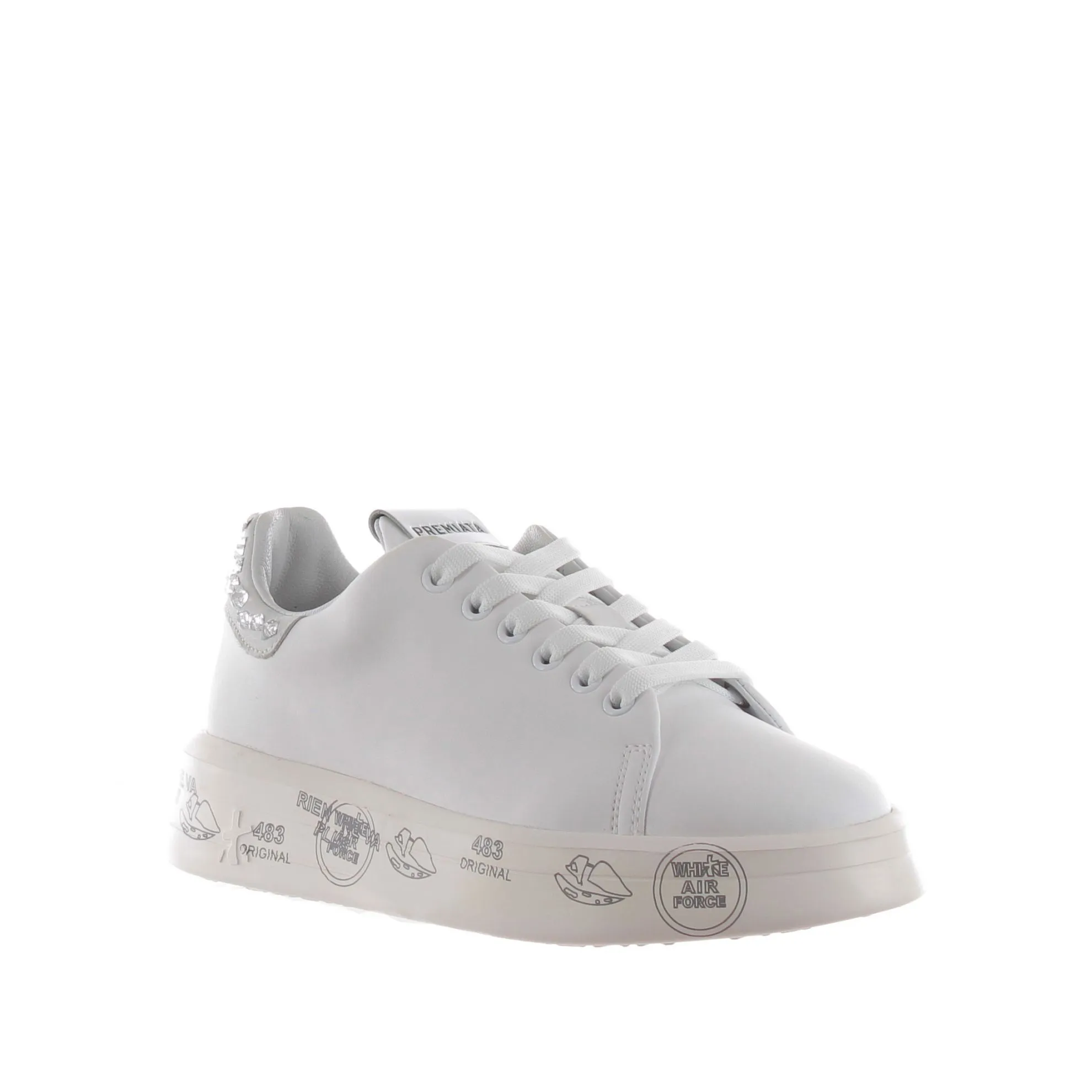 Sneaker in pelle con strass