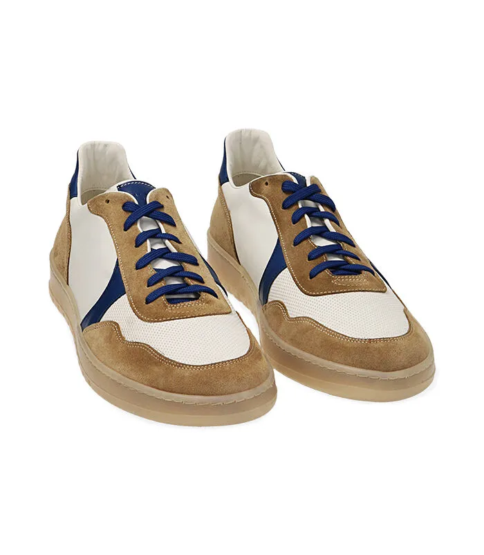 Sneakers bianco/blu in pelle