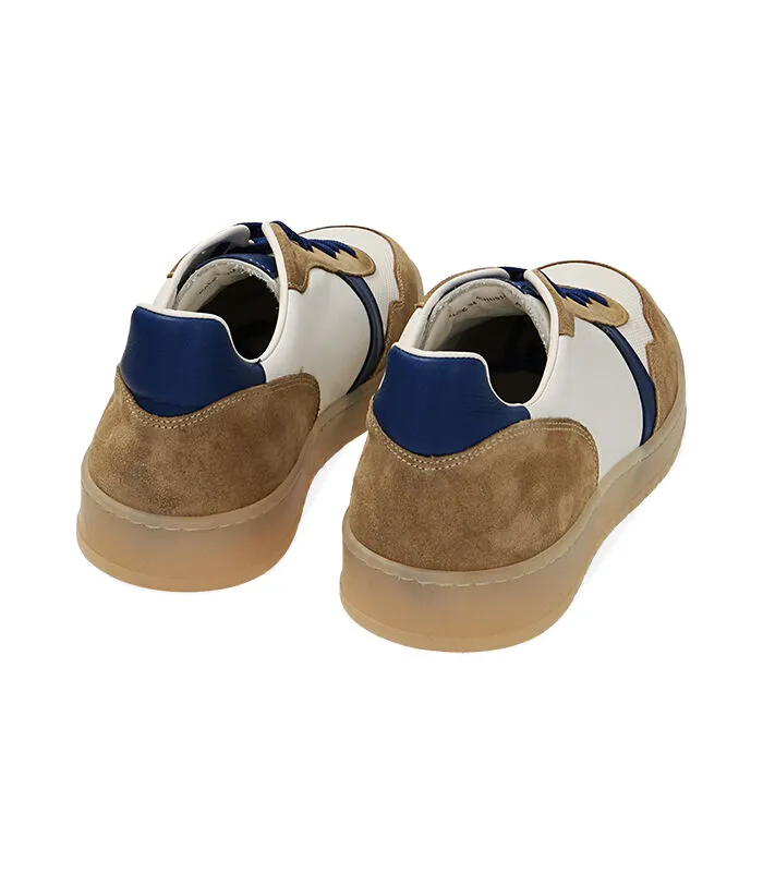 Sneakers bianco/blu in pelle
