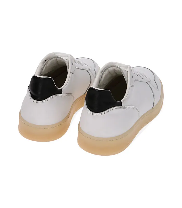 Sneakers bianco/nero in pelle