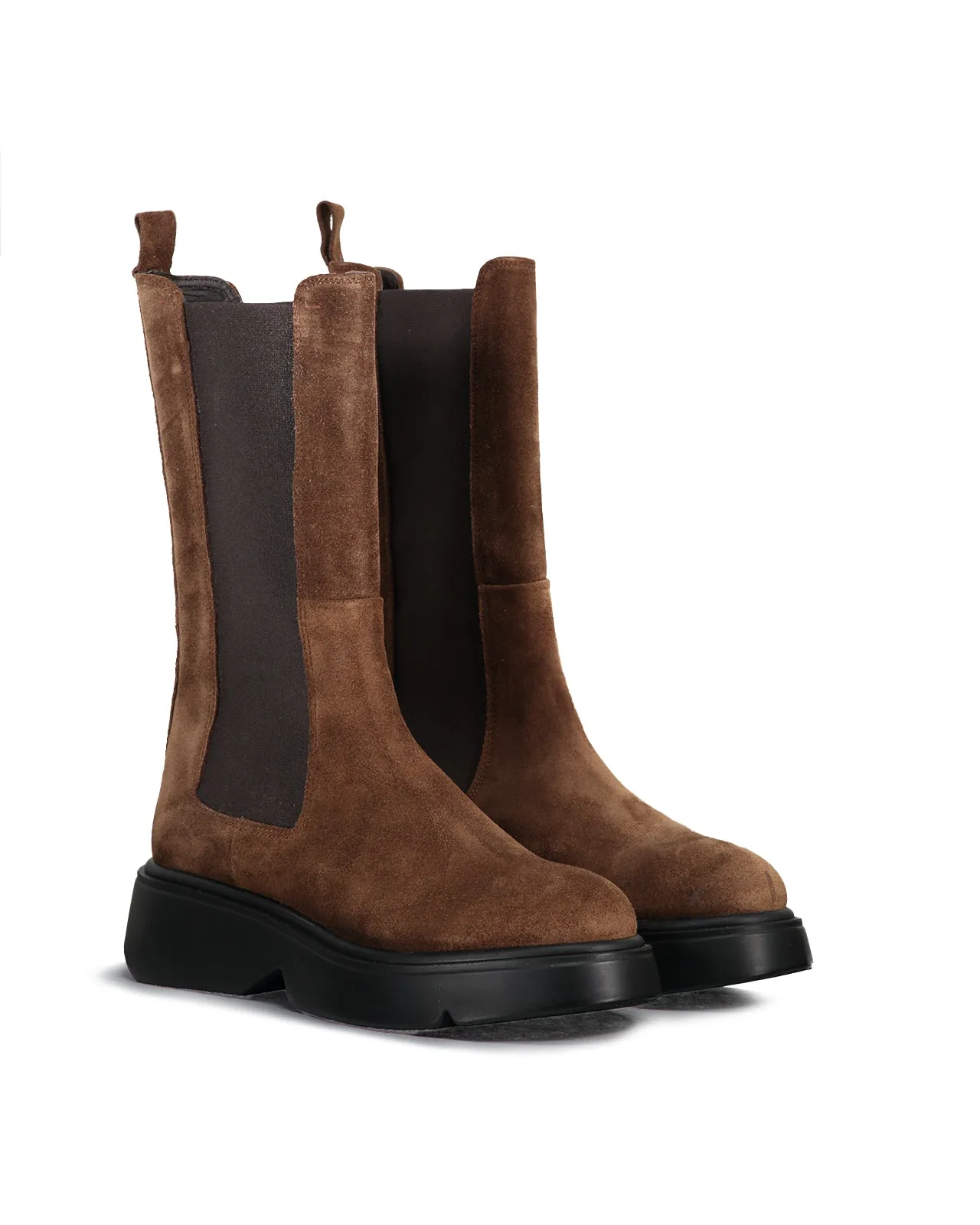 Stivale Chelsea platform suede marrone