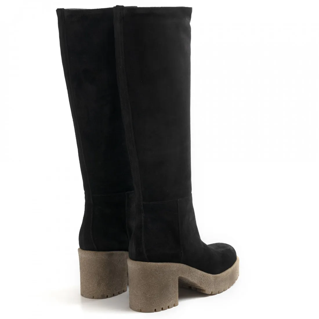 Stivale con tacco Les Tulipes in camoscio nero con para