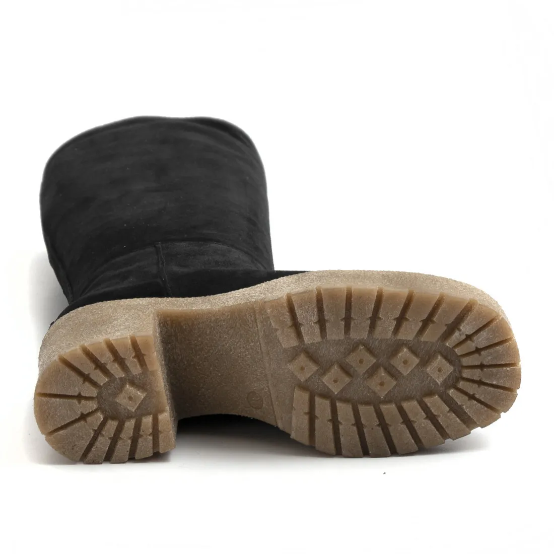 Stivale con tacco Les Tulipes in camoscio nero con para