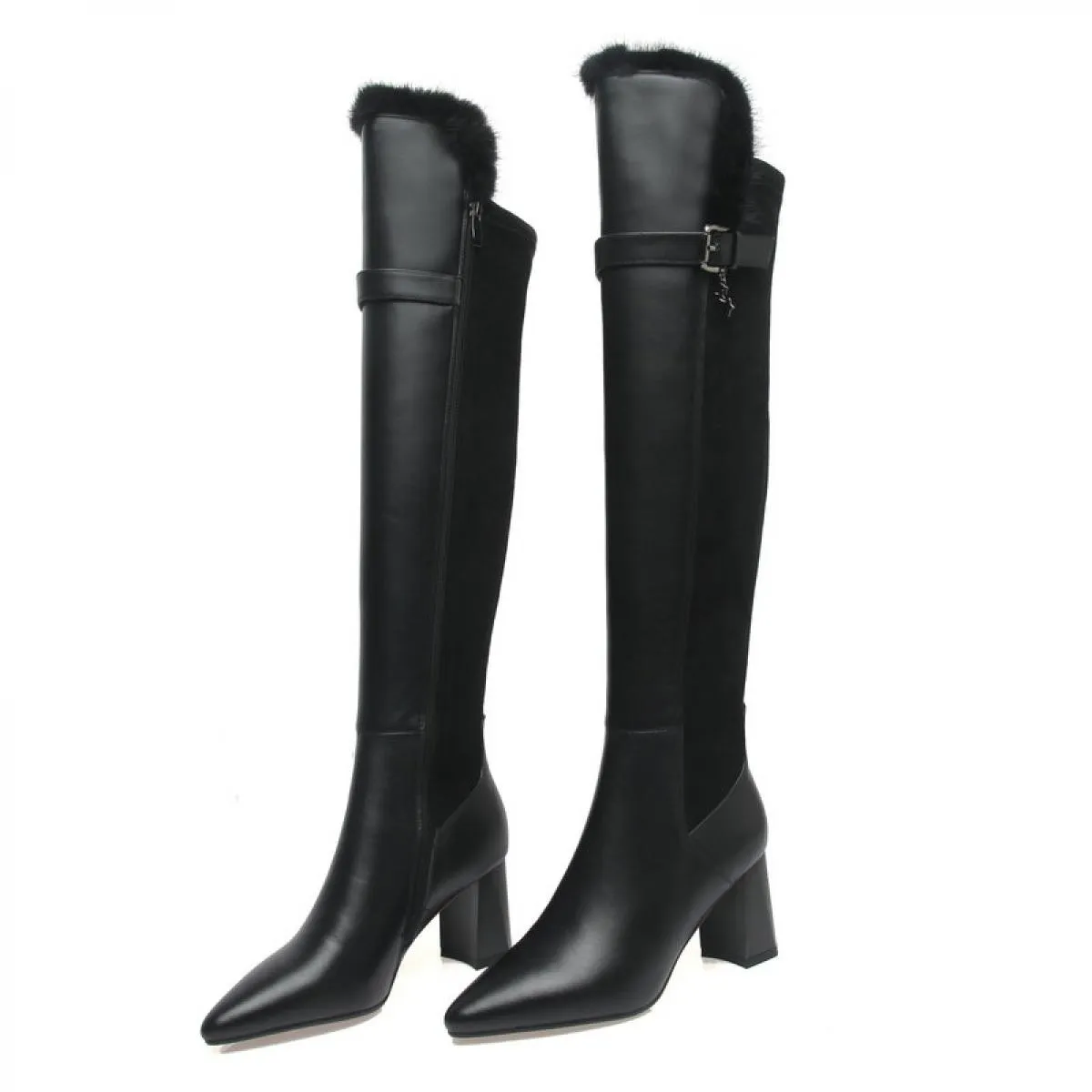 Stivali alti al ginocchio in pelle di mucca Stivali western al ginocchio da donna Stivali western in pelle al ginocchio Stivali