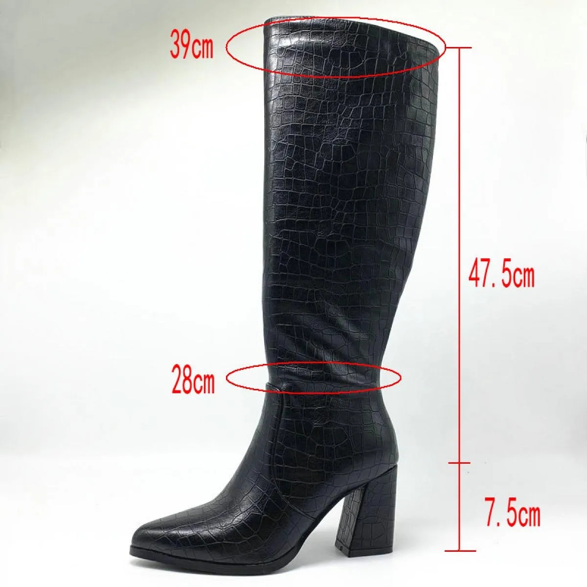 Stivali alti al ginocchio Stivali eleganti da donna in pelle con tacco Stivali eleganti in pelle da ufficio Stivali da donna