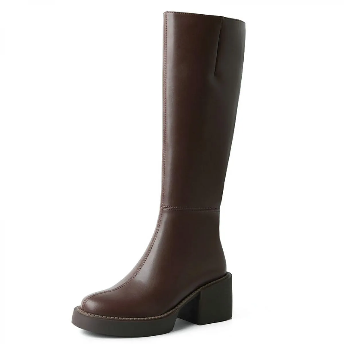 Stivali con plateau da donna in vera pelle Stivali con plateau invernali in vera pelle Stivali da donna