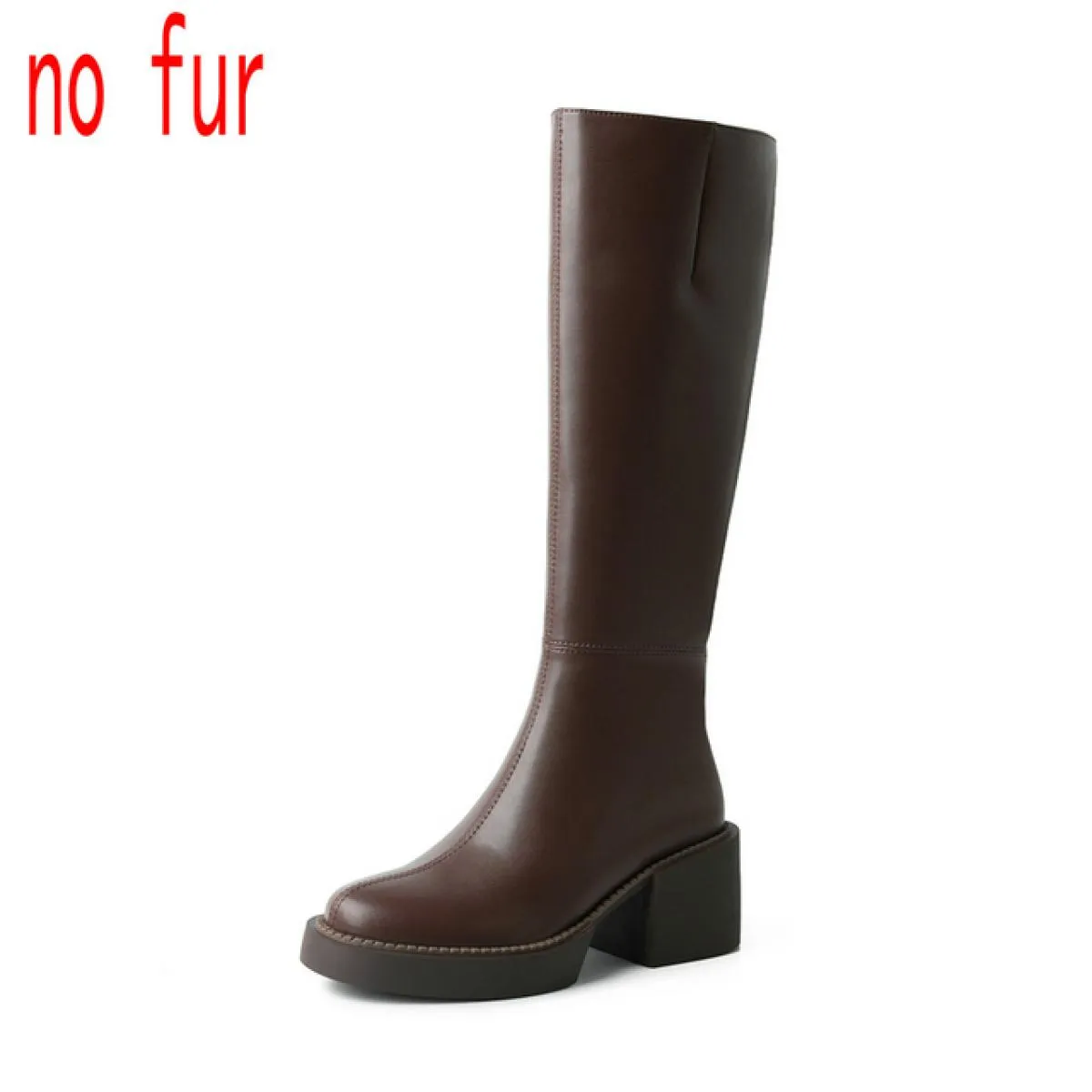 Stivali con plateau da donna in vera pelle Stivali con plateau invernali in vera pelle Stivali da donna