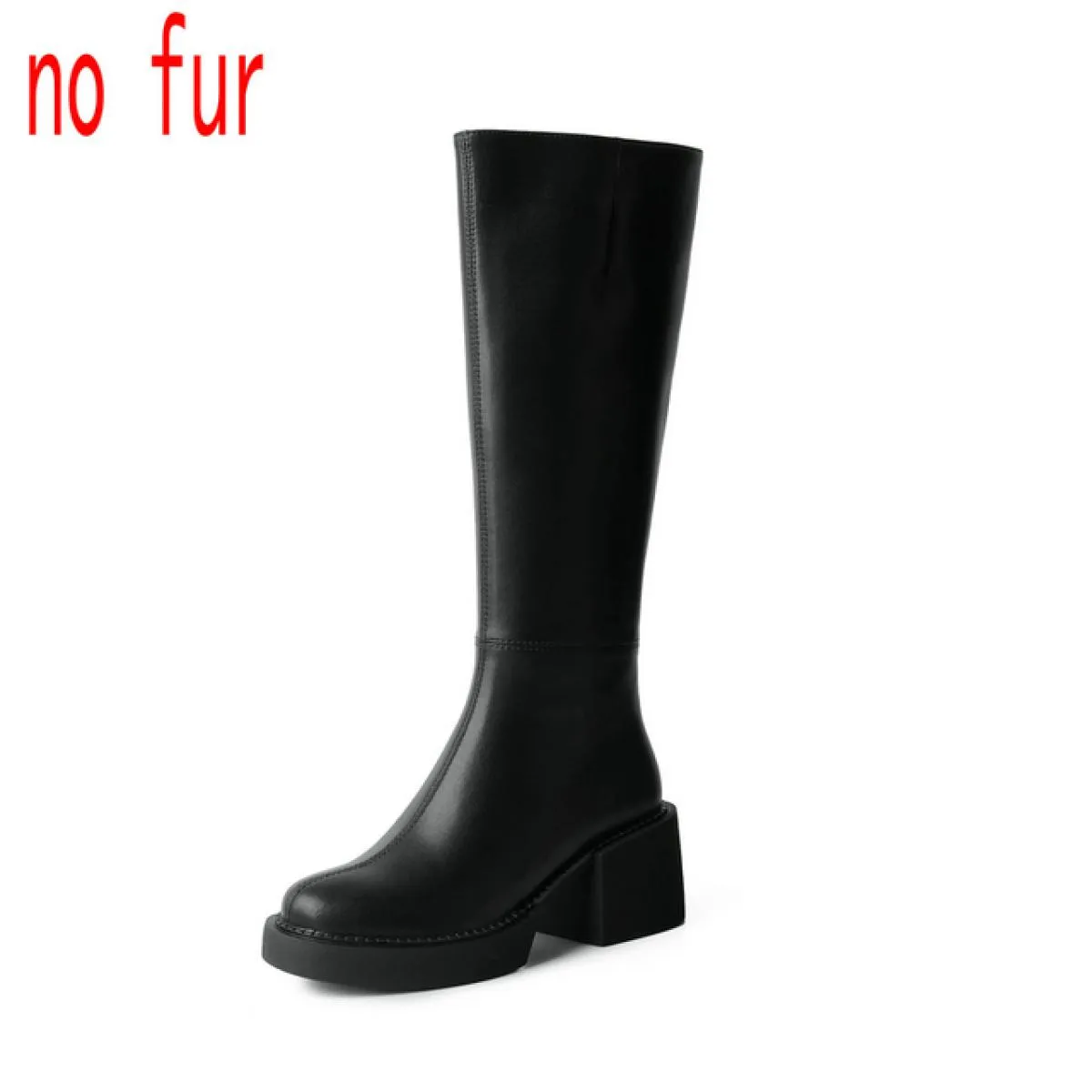 Stivali con plateau da donna in vera pelle Stivali con plateau invernali in vera pelle Stivali da donna