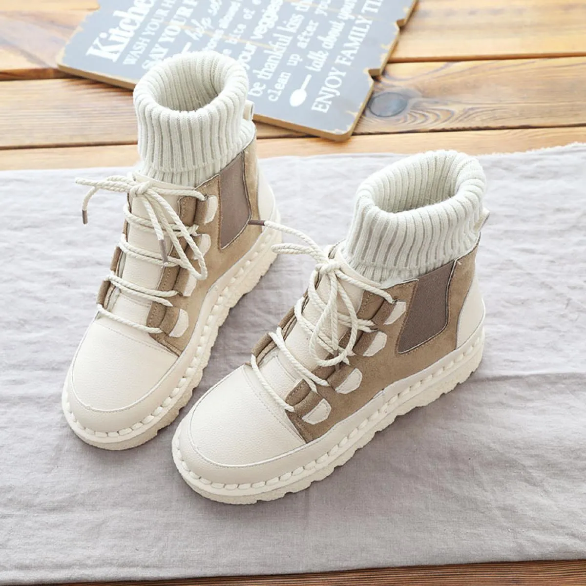 Stivali da donna Stivali retrò autunnali Stivali casual retrò stile britannico retrò da donna