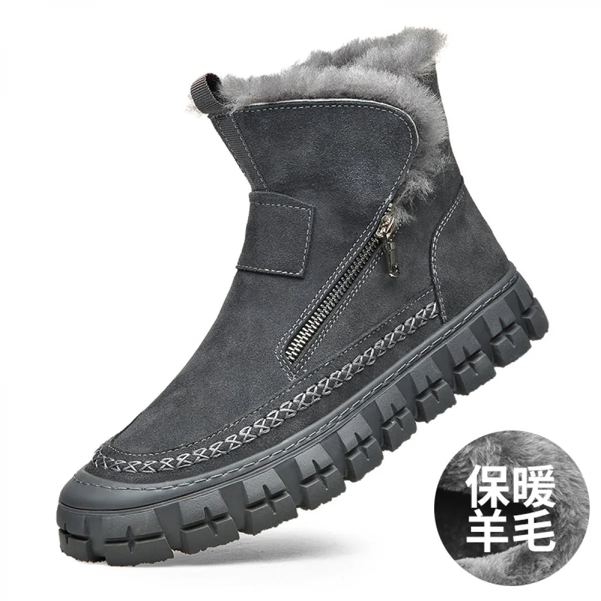 Stivali da neve Stivali corti pigri integrati in pelle e pelliccia da uomo Scarpe invernali in pelle con tubo centrale in lana f
