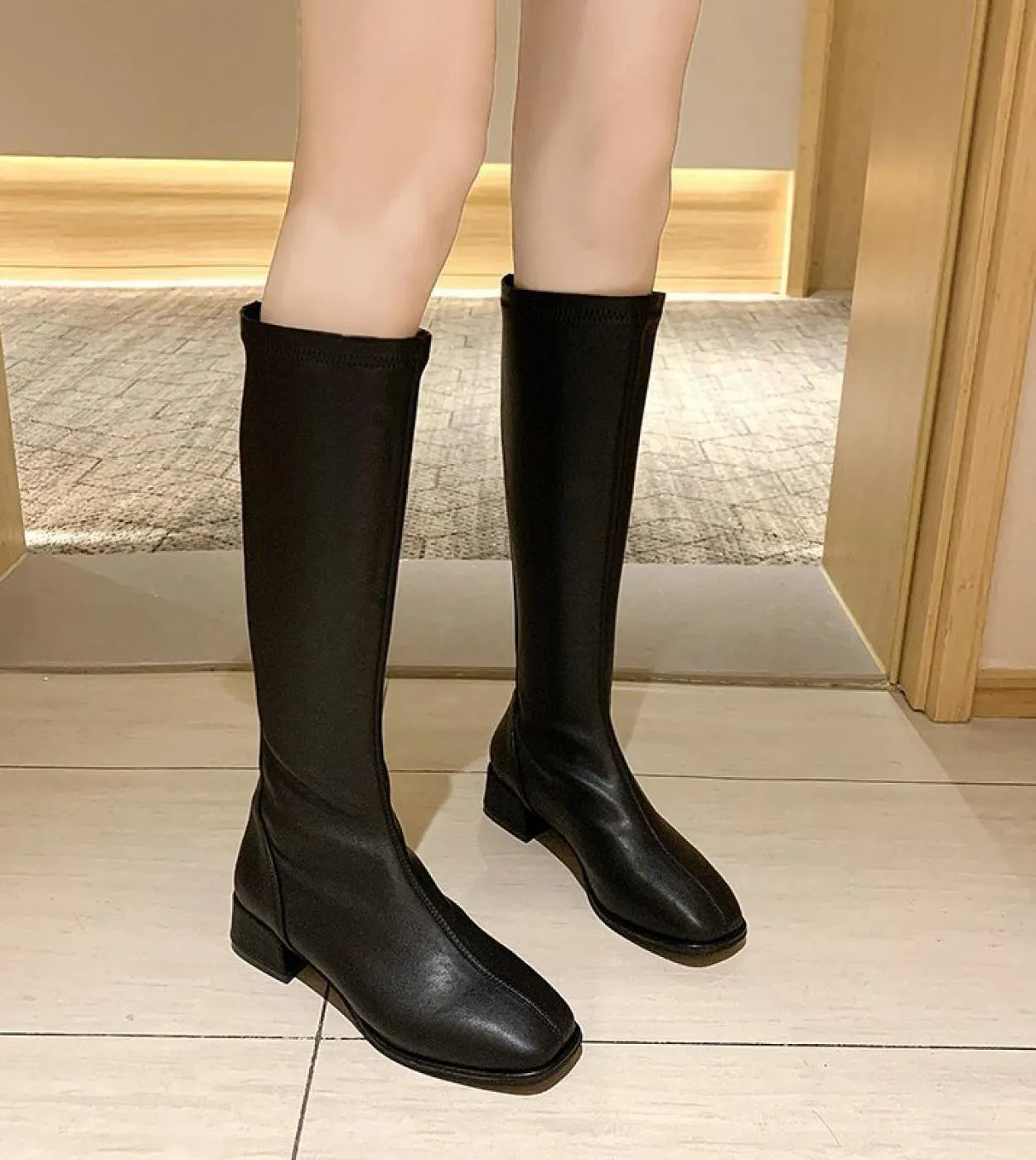 Stivali in pelle Tacco alto bianco Stivali in pelle bianca Donna 2023 Donna al ginocchio
