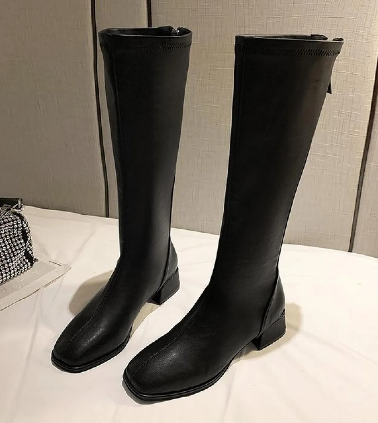Stivali in pelle Tacco alto bianco Stivali in pelle bianca Donna 2023 Donna al ginocchio