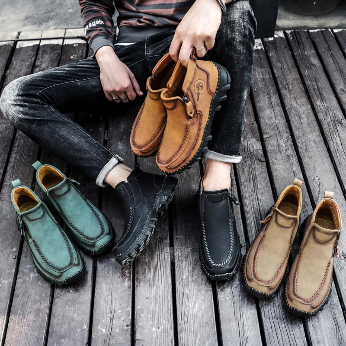 Stivali invernali da uomo con cerniera Scarpe Casual Stivali invernali caldi Uomo Autunno Inverno Stivali da uomo Stivali da uom