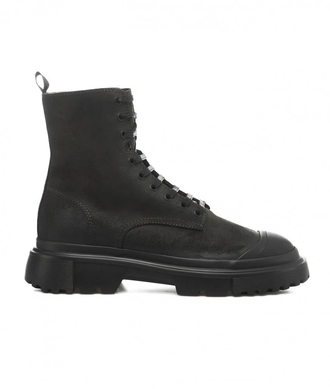 Stivali stringati in pelle nero nero