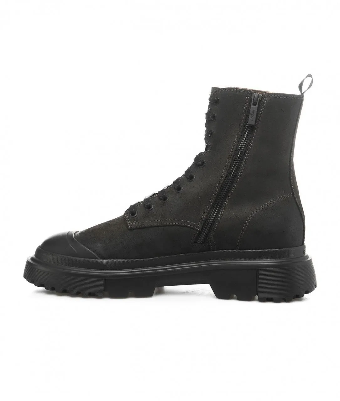 Stivali stringati in pelle nero nero