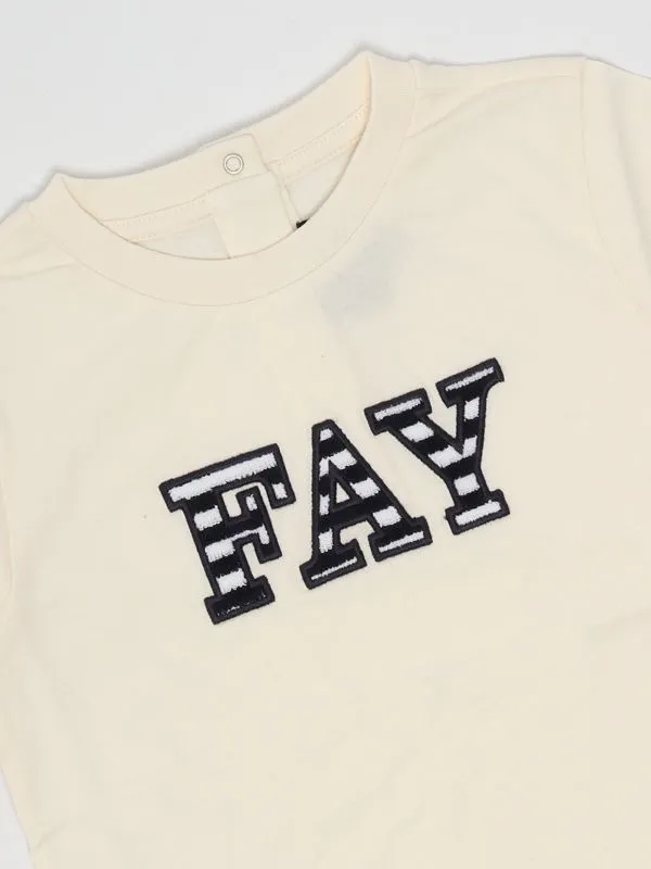 T-shirt bambino Fay in cotone Avorio