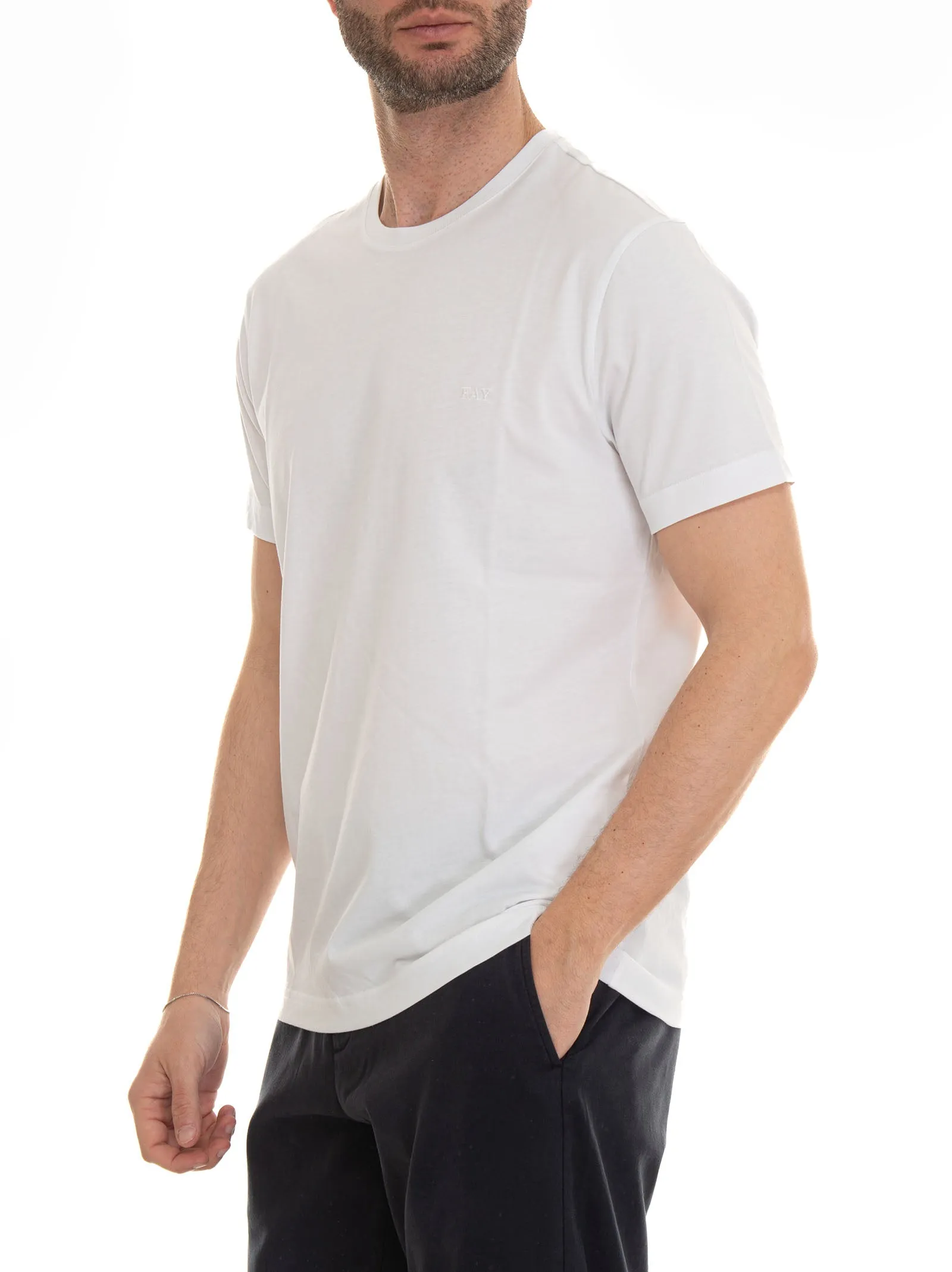 T-shirt girocollo mezza manica Bianco Fay Uomo