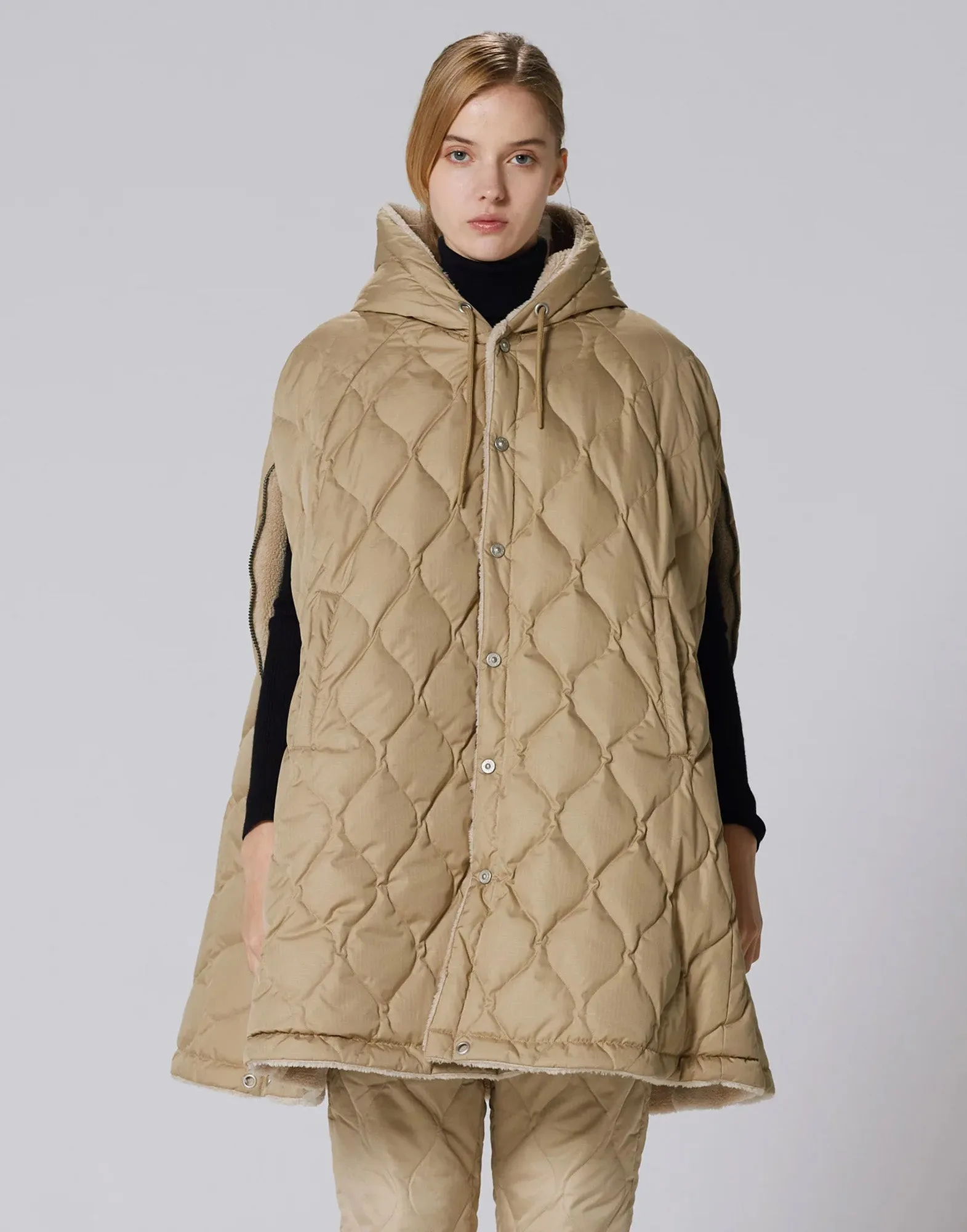 TAION Mantella Militare in Piumino Beige