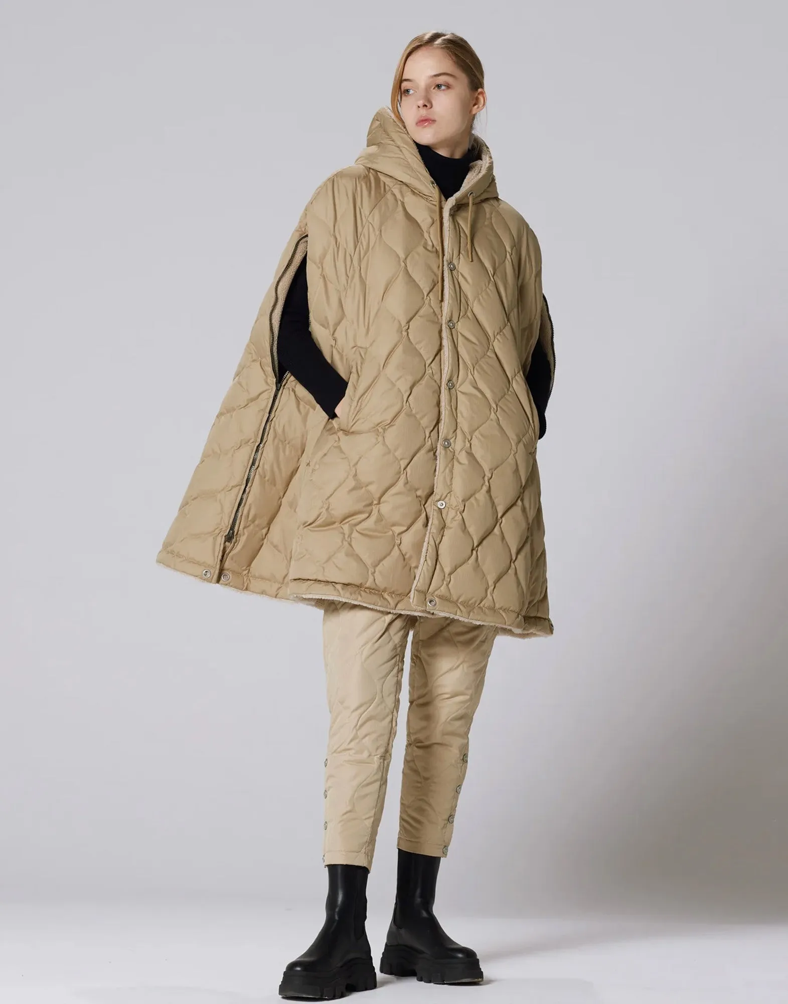 TAION Mantella Militare in Piumino Beige