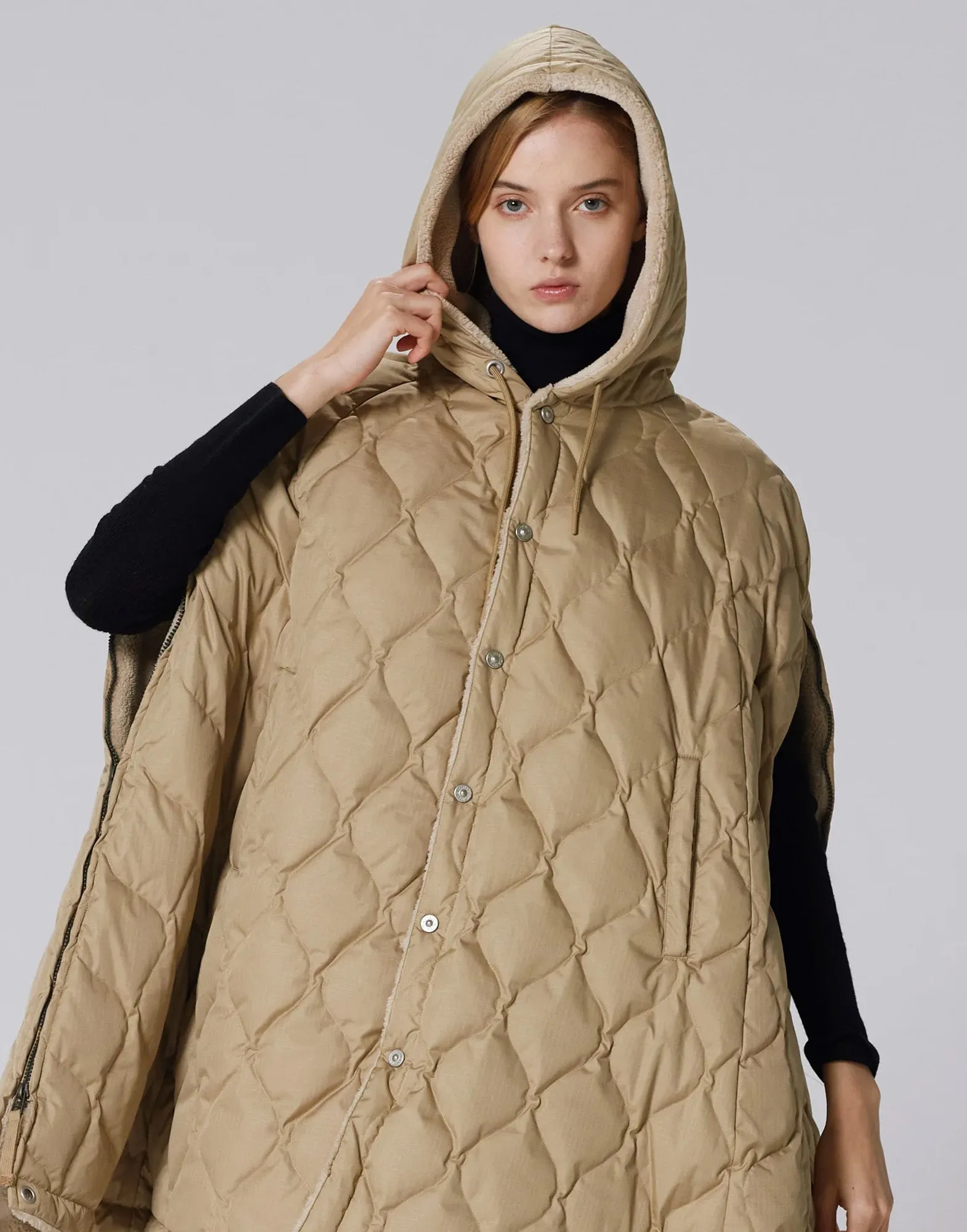 TAION Mantella Militare in Piumino Beige