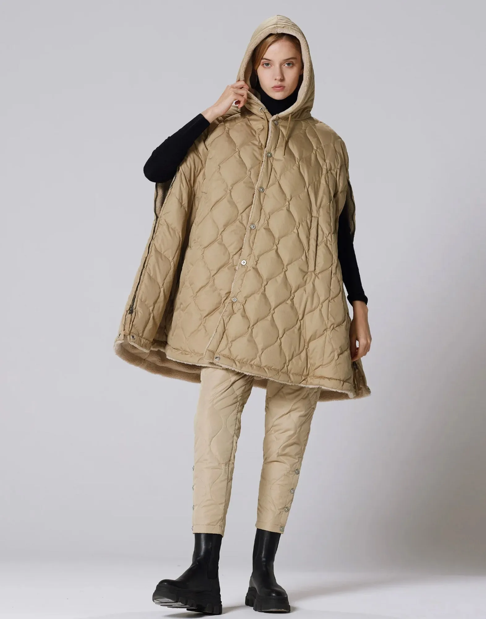 TAION Mantella Militare in Piumino Beige