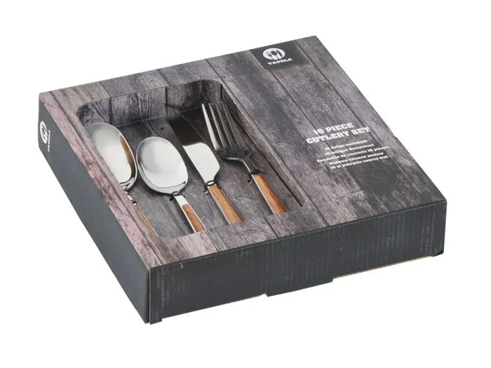 Tavola set di posate effetto legno 16 pezzi
