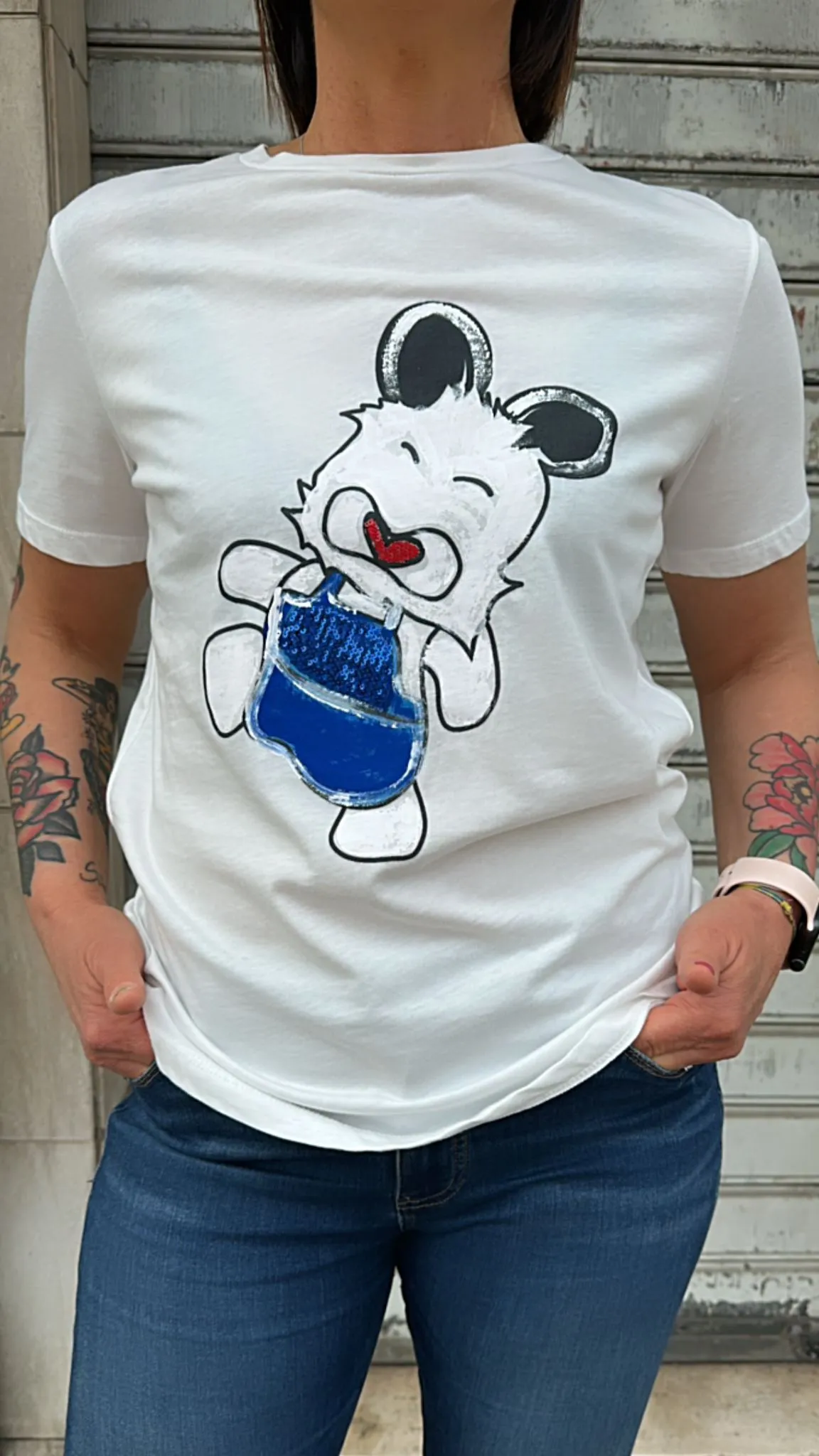 Tensione In - T-shirt Merlo Spank dipinta a mano