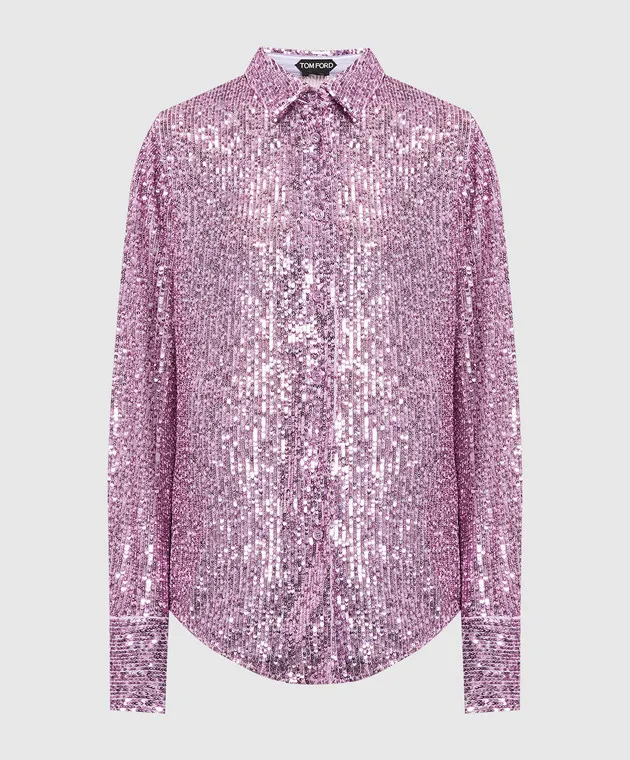 Tom Ford Camicia viola con paillettes CA3204FAE381