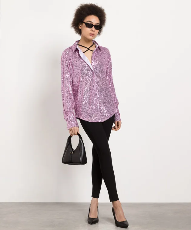 Tom Ford Camicia viola con paillettes CA3204FAE381