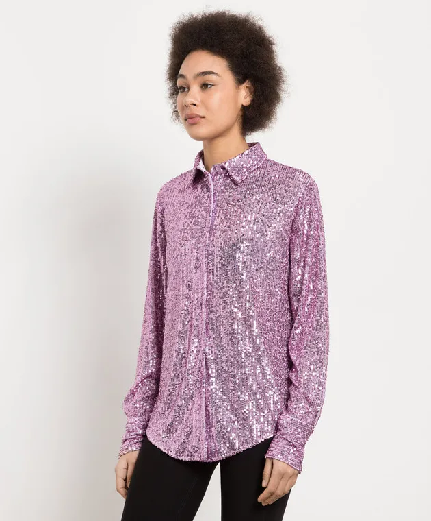 Tom Ford Camicia viola con paillettes CA3204FAE381