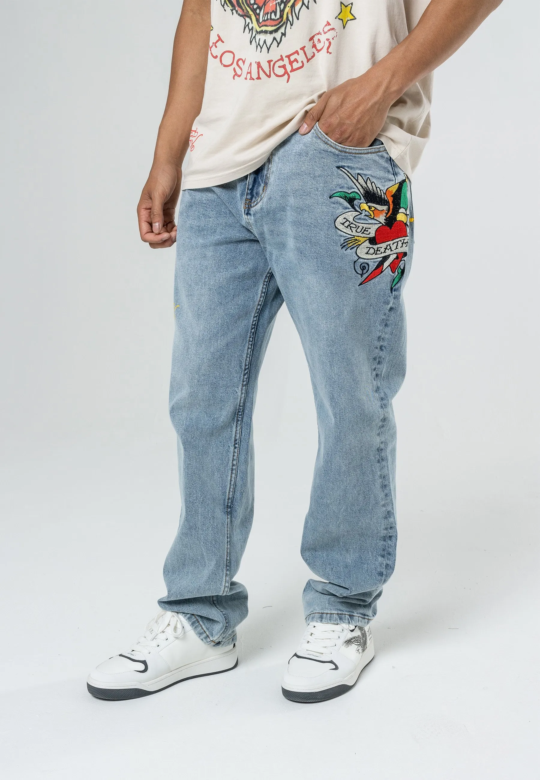 TRUE TIL DEATH TATTOO - Jeans a sigaretta