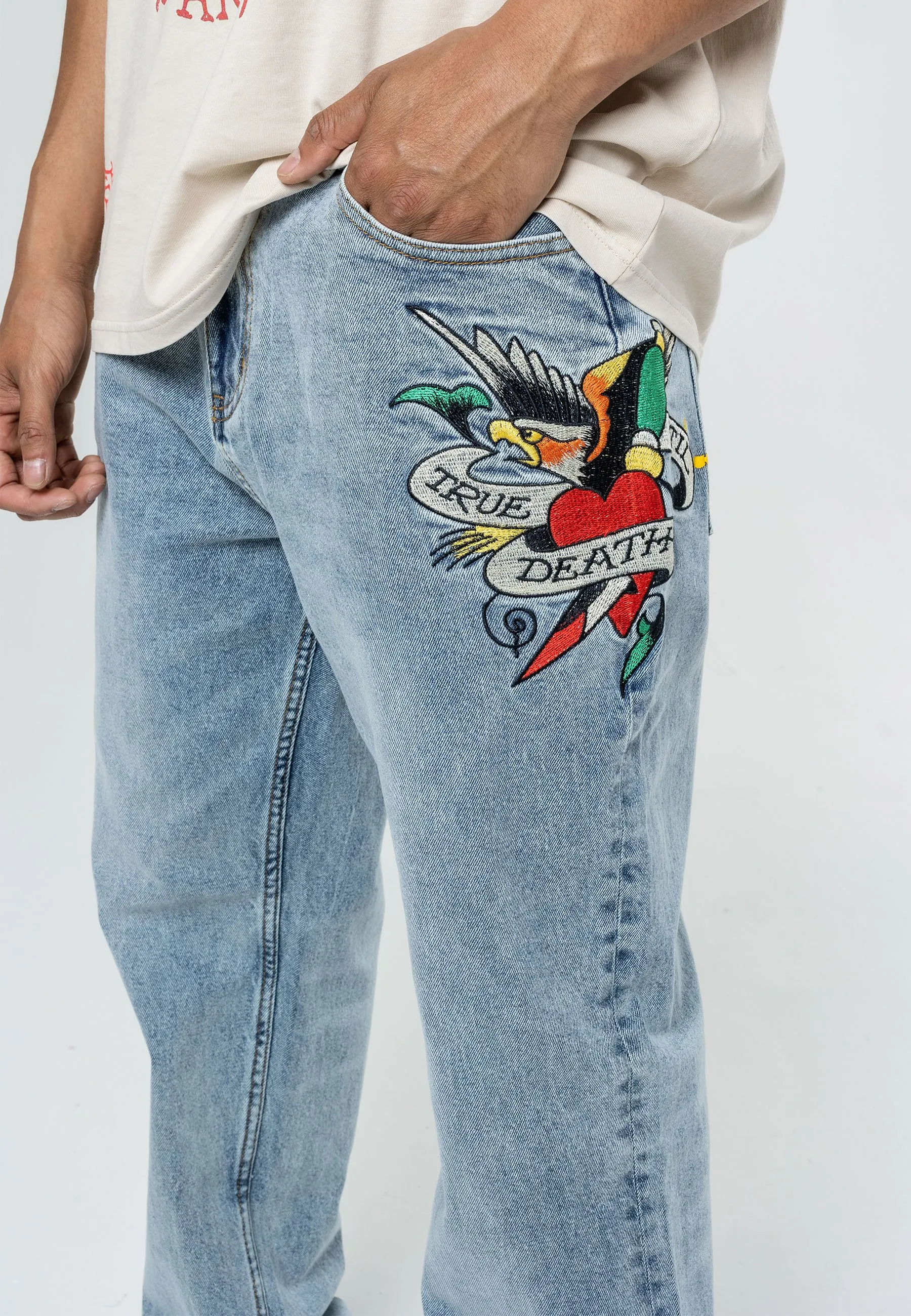 TRUE TIL DEATH TATTOO - Jeans a sigaretta