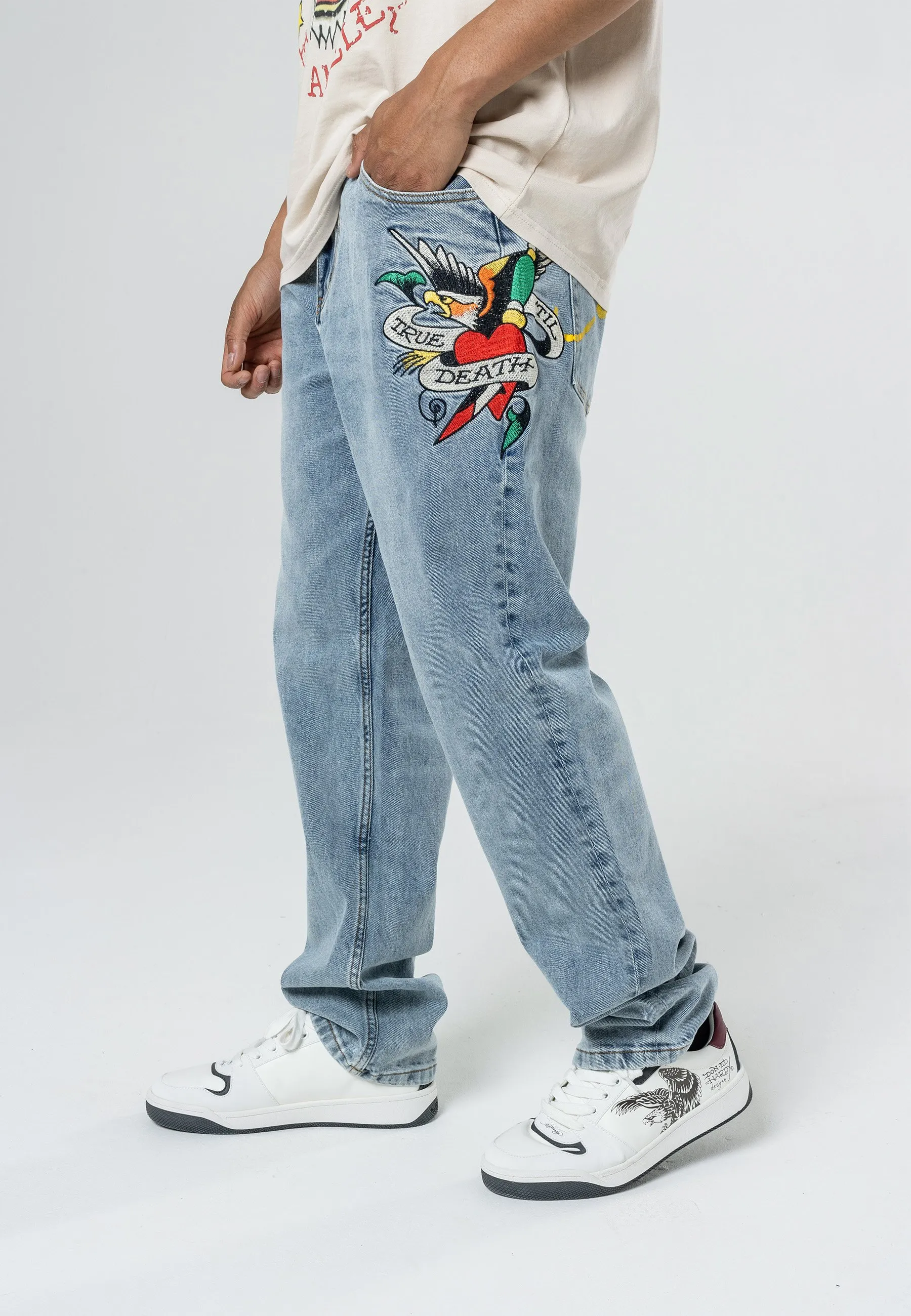 TRUE TIL DEATH TATTOO - Jeans a sigaretta