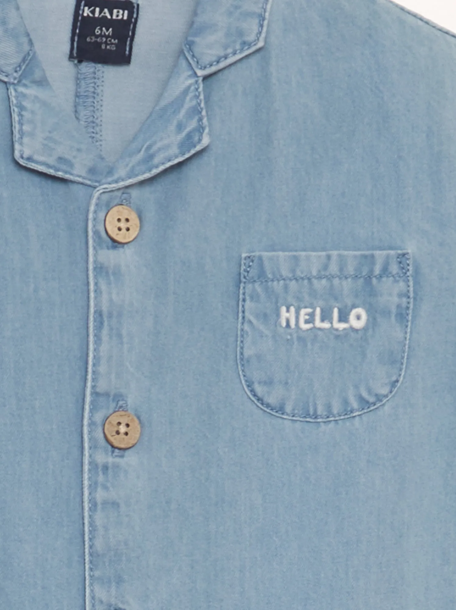 Tuta lunga in denim con tasca ricamata - BLU