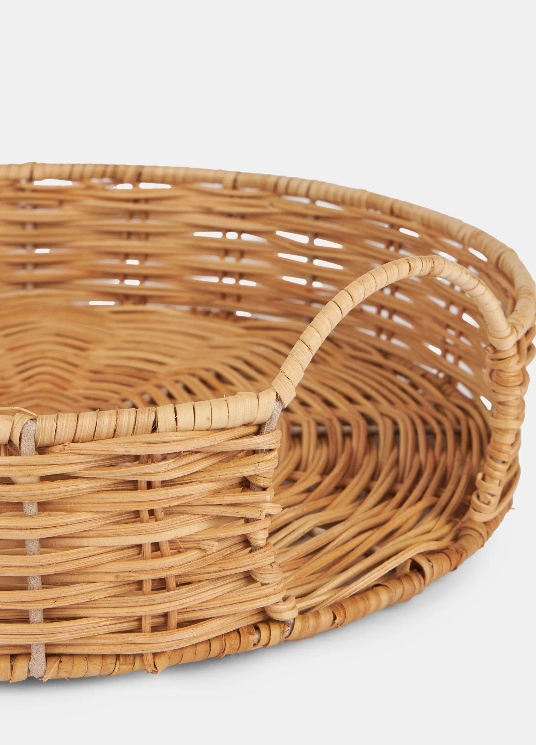 Vassoio in rattan rotondo fatto a mano