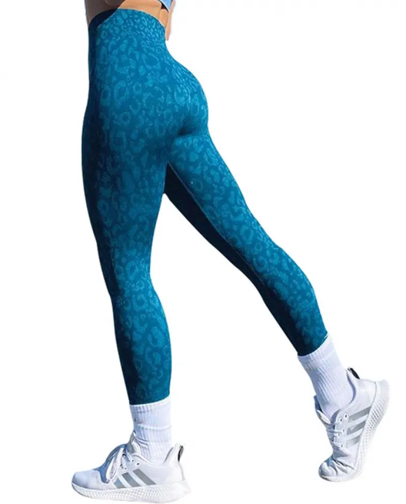 Women Leopard Sport Calzamaglia Vita Alta Push Up Leggings Palestra Fitness Yoga Pantaloni Donna Casual Allenamento Alla C