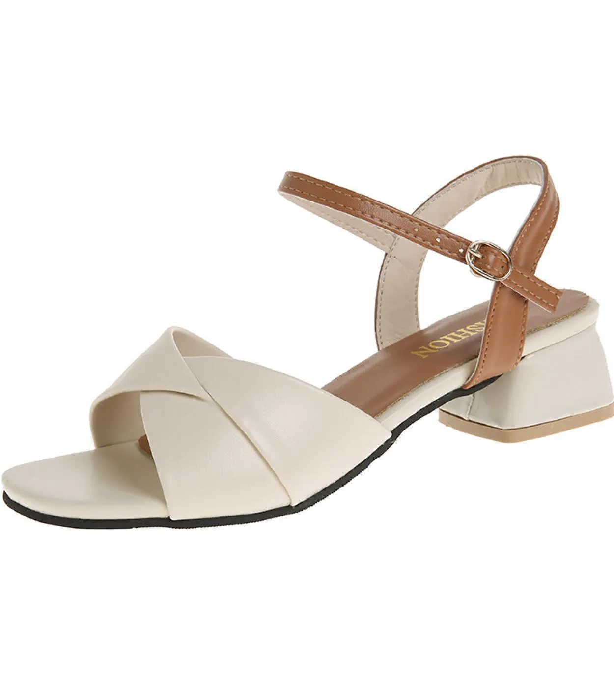 Zeppe estive Donna 2022 Sandali Scarpe da donna Tacchi a bocca di pesce Patchwork femminile Tacco medio Scarpe eleganti da moda